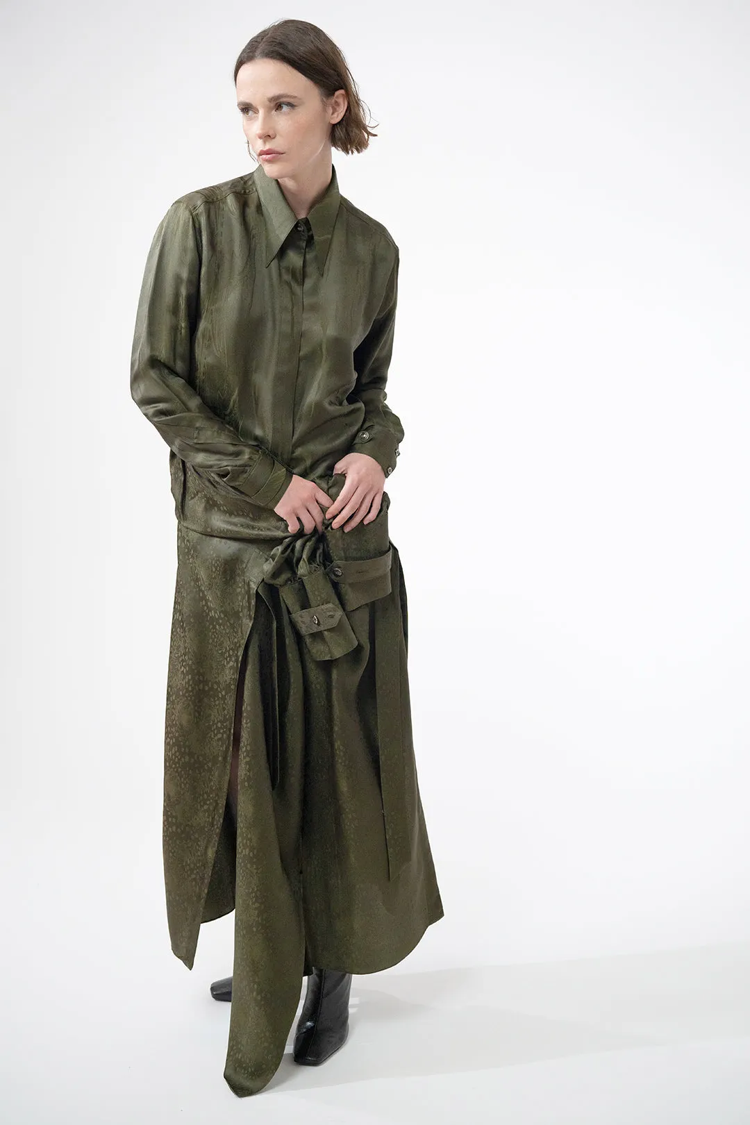 LOCK khaki - silk marble shirt