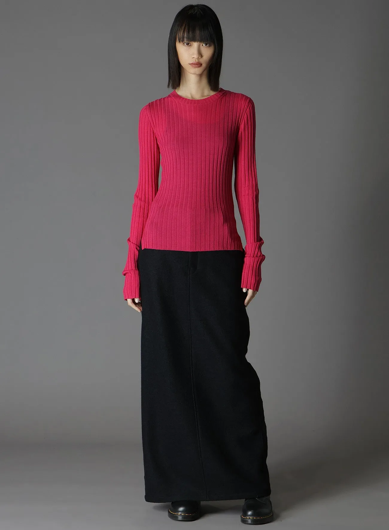 MERINO WOOL RIB CREW NECK KNITWEAR