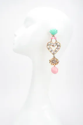 Mermaid Crystal Heart Drop Earrings