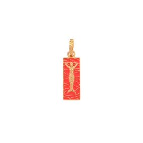 Mermaid Enamel Charm, Gold Vermeil