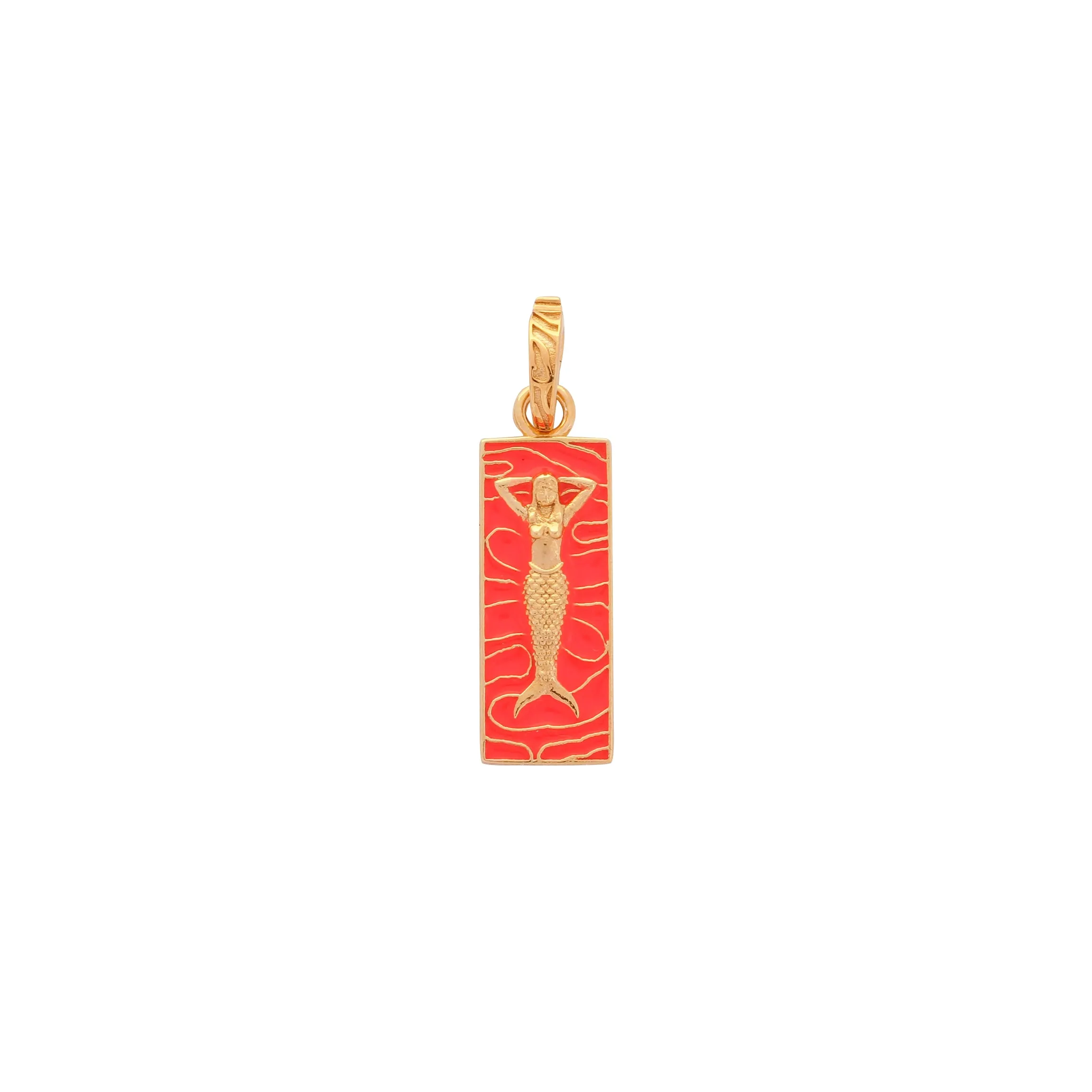 Mermaid Enamel Charm, Gold Vermeil