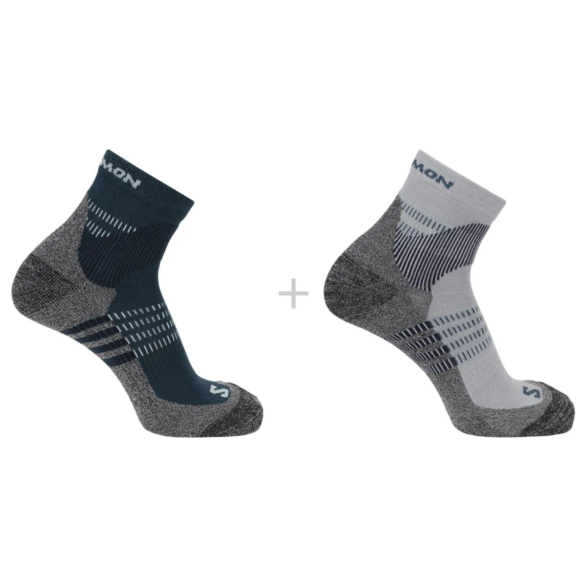 Salomon X Ultra Access Merino Blend Socks - 2 Pair Pack (Quarter Length)(Quarry/Stargazer/Sterling Blue)