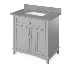 Savino Transitional Grey 36 Rectangle Sink Vanity with Steel Grey Cultured Marble Top | VKITSAV36GRSGR