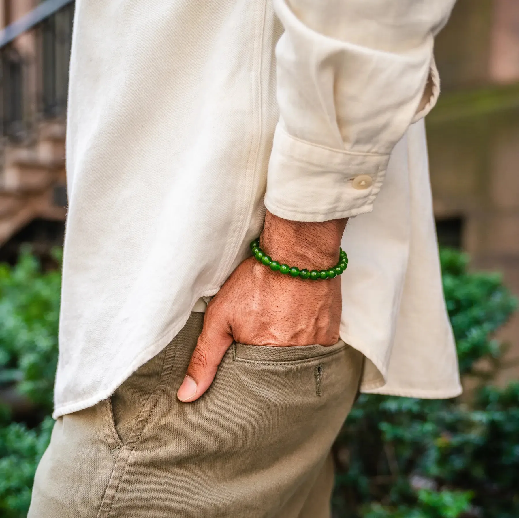 Spiritual Bead Bracelet, 8MM - Green Onyx