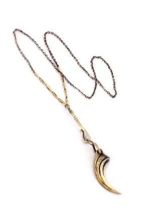 tiger talon pendulum necklace brass