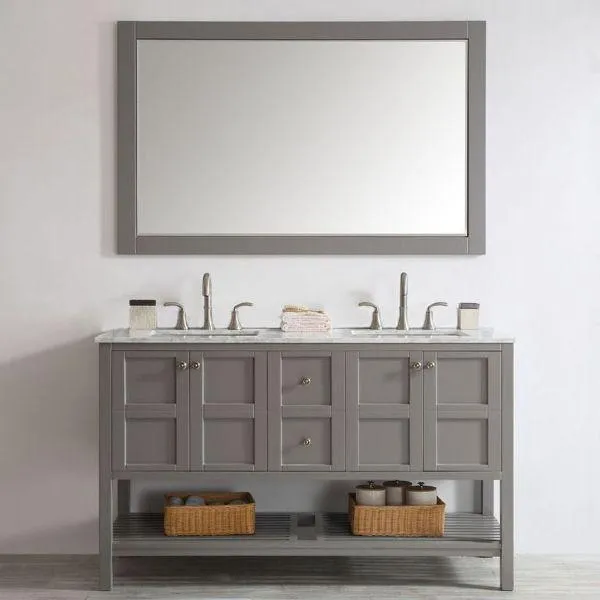 Vinnova Florence 60 Transitional Grey Double Sink Vanity Set 713060-GR-CA