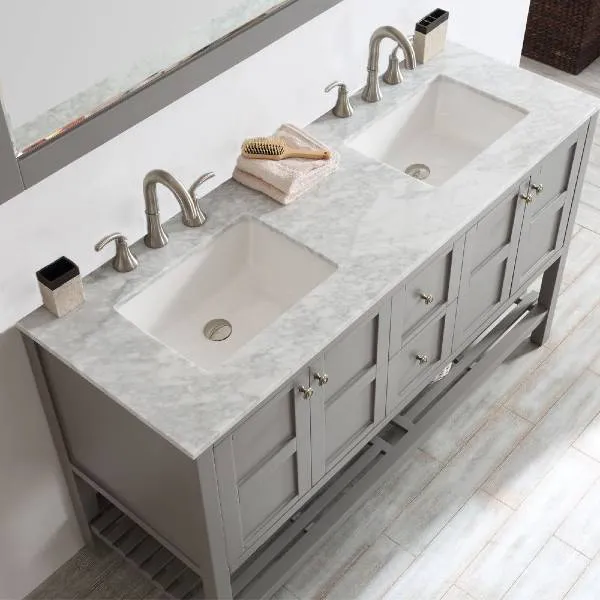 Vinnova Florence 60 Transitional Grey Double Sink Vanity Set 713060-GR-CA