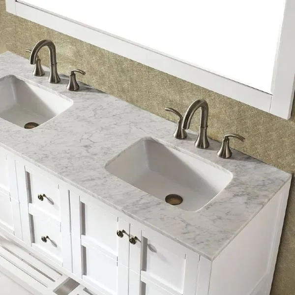 Vinnova Florence 60 Transitional White Double Sink Vanity Set 713060-WH-CA