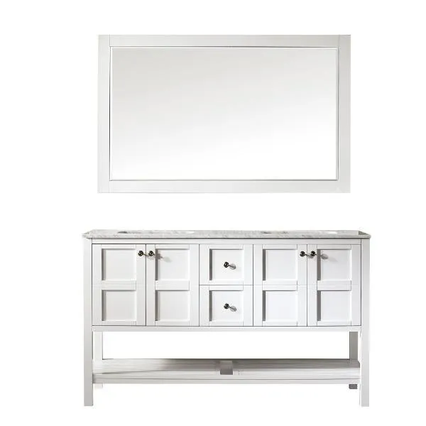 Vinnova Florence 60 Transitional White Double Sink Vanity Set 713060-WH-CA