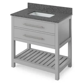 Wavecrest Contemporary Grey 36 Rectangle Sink Vanity with Boulder Cultured Marble Top | VKITWAV36GRBOR